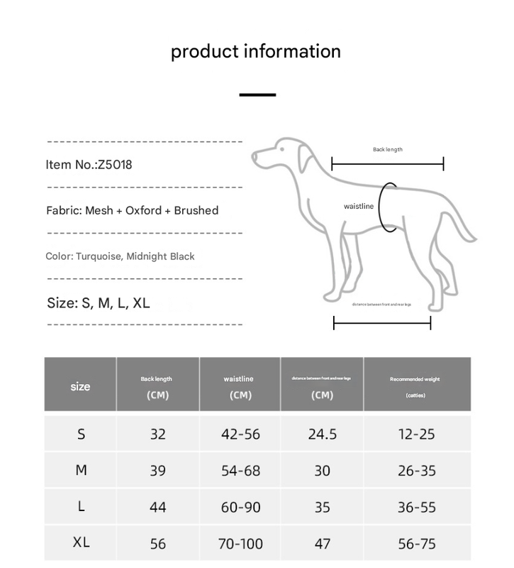 Black Pet Support Harness for Senior and Disabled Dogs - Adjustable Chest and Back Support Leash(Size S)