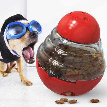 Interactive Dog Puzzle Feeder with Adjustable Food Dispensing Holes(Red)