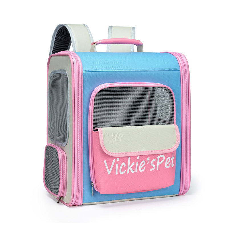 Breathable Pet Carrier Backpack - Large Capacity, Multiple Windows, Oxford Cloth(pink)