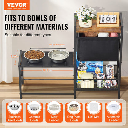 VEVOR Pet Feeding Station with Storage Dog Food & Toy Organizer Raised Dog Bowls