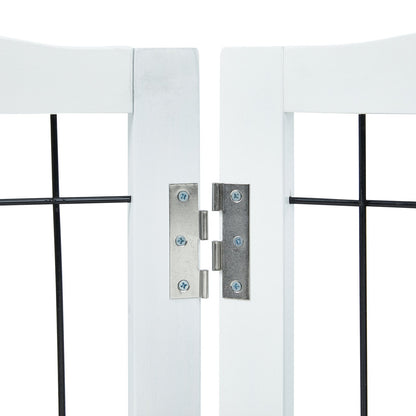 VEVOR Free Standing Dog Gate, 32" H x 96.5" W Freestanding Pet Gate, 4 Panels Foldable Dog Gate for Wide and Narrow Passageways, Expandable Dog Barrier with Silent Foot Support for Indoor, White
