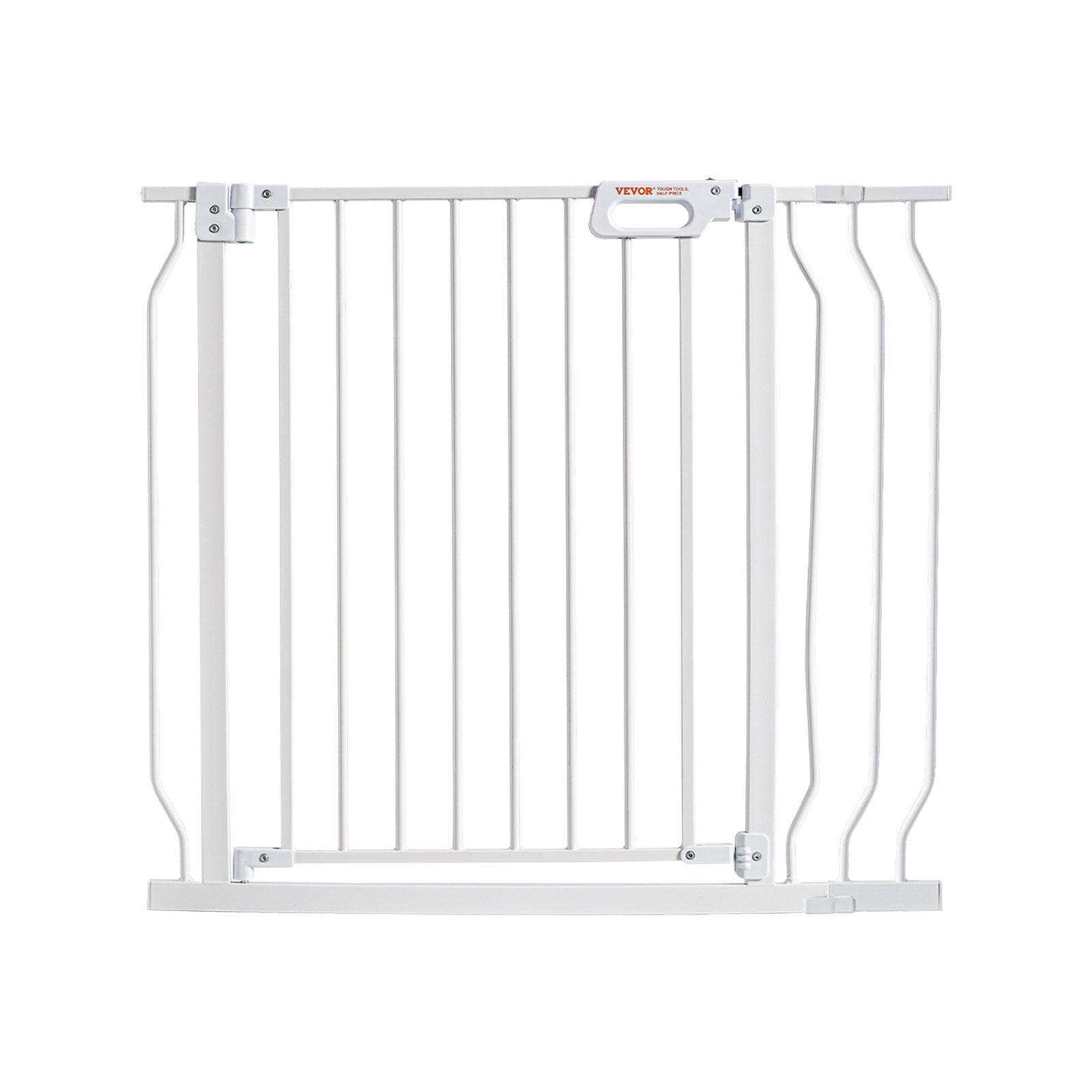 Dog Gate, 749-990 mm Extra Wide, 762 mm High, Dog Gate for Stairs Doorways and House, Easy Step Walk Thru Auto Close Child Gate Pet Security Gate with Pressure Mount Kit & Wall Mount Kit, White