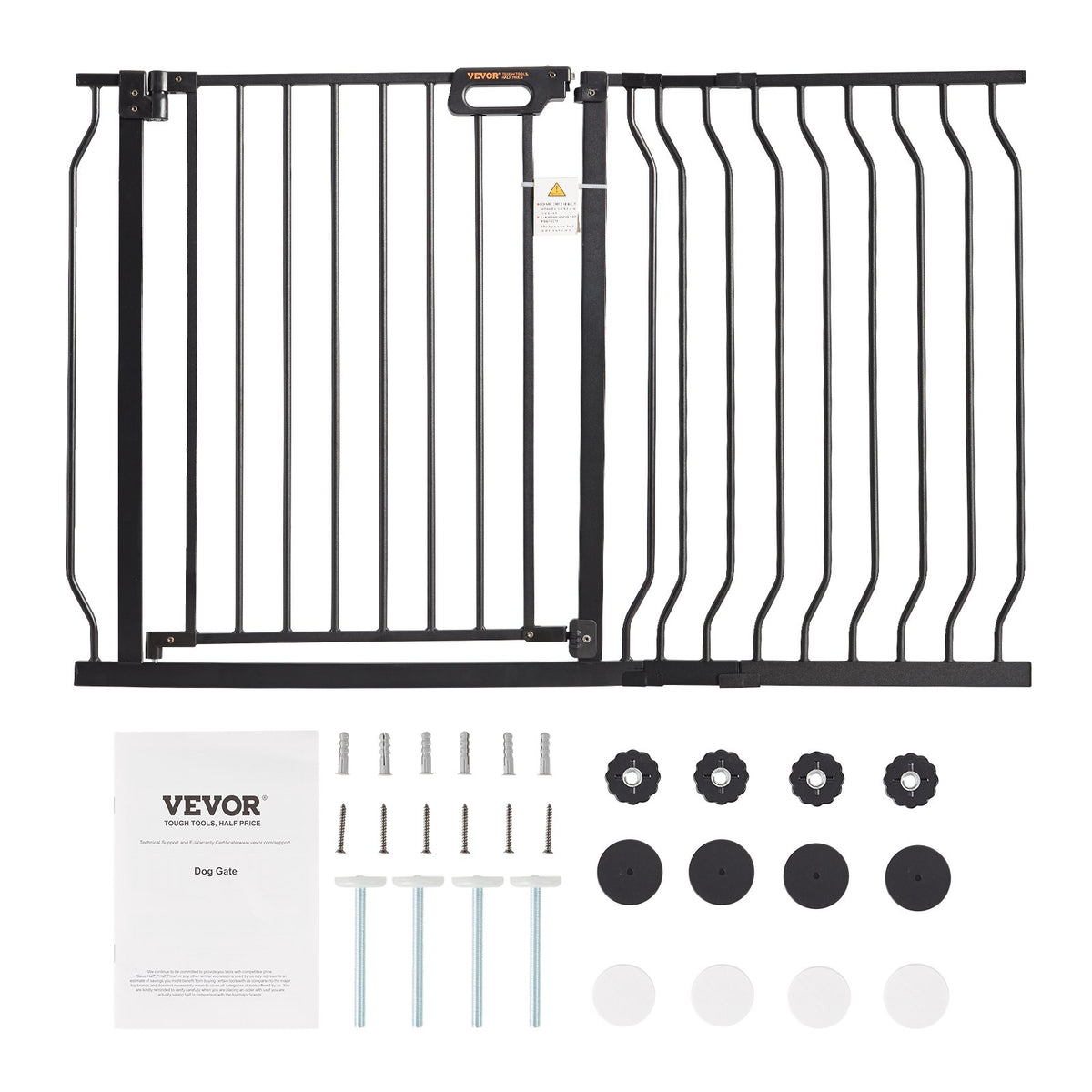 Dog Gate, 749-1229 mm Extra Wide, 762 mm High, Dog Gate for Stairs Doorways and House, Easy Step Walk Thru Auto Close Child Gate Pet Security Gate with Pressure Mount and Wall Mount Kit, Black