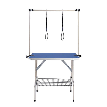 VEVOR Pet Grooming Table Two Arms with Clamp, 915 x 610mm Dog Grooming Station, Foldable Pets Grooming Stand for Medium and Small Dogs, Free Two No Sit Haunch Holder with Grooming Loop, Bearing 150kg
