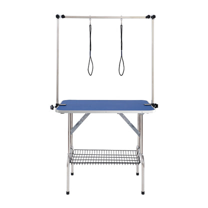 VEVOR Pet Grooming Table Two Arms with Clamp, 915 x 610mm Dog Grooming Station, Foldable Pets Grooming Stand for Medium and Small Dogs, Free Two No Sit Haunch Holder with Grooming Loop, Bearing 150kg