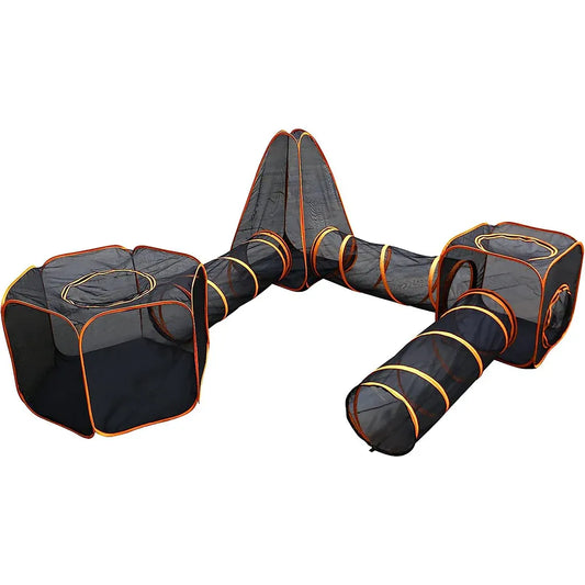 6 in1 Outdoor Portable Pet Cat Playpen Folding Pop Up Mesh Play Tent Tunnel House Enclosures Portable with Storage Bag for Indoor and Outdoor